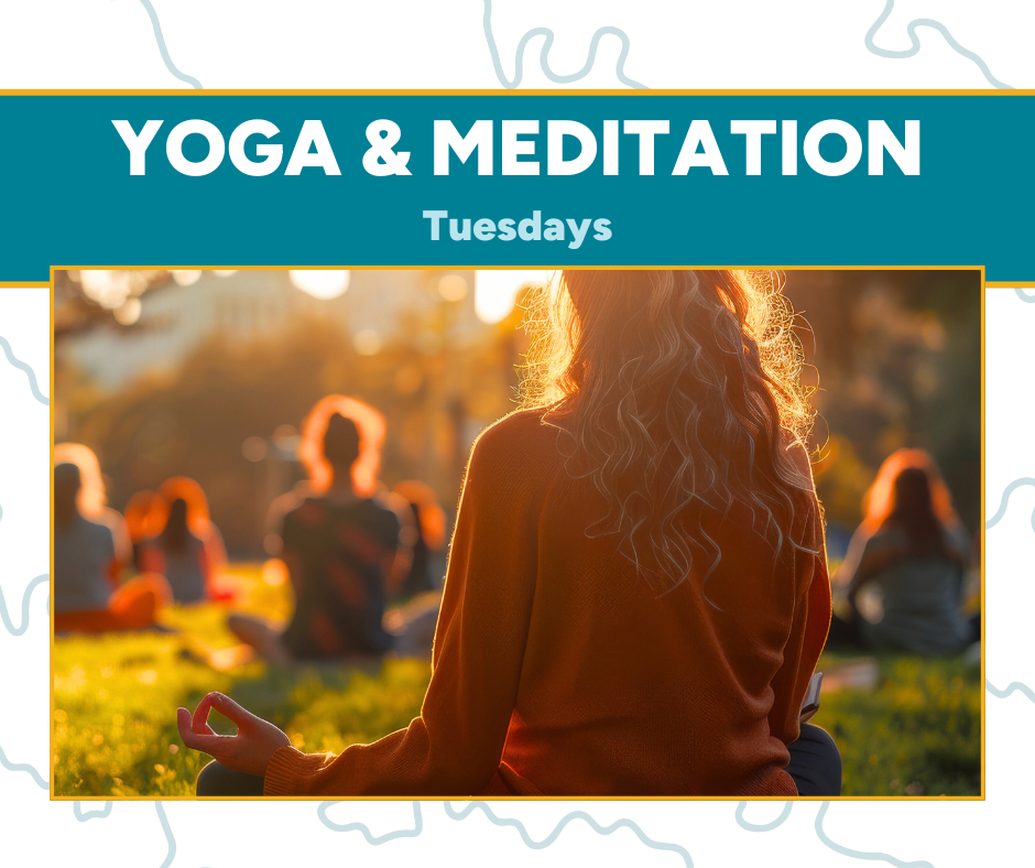 Dreamy photo of a woman in an outdoor yoga class