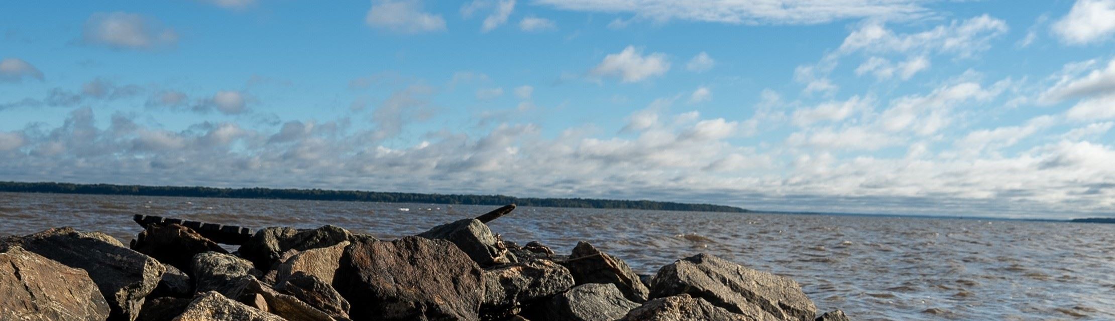Fairview Beach shoreline with rocks 