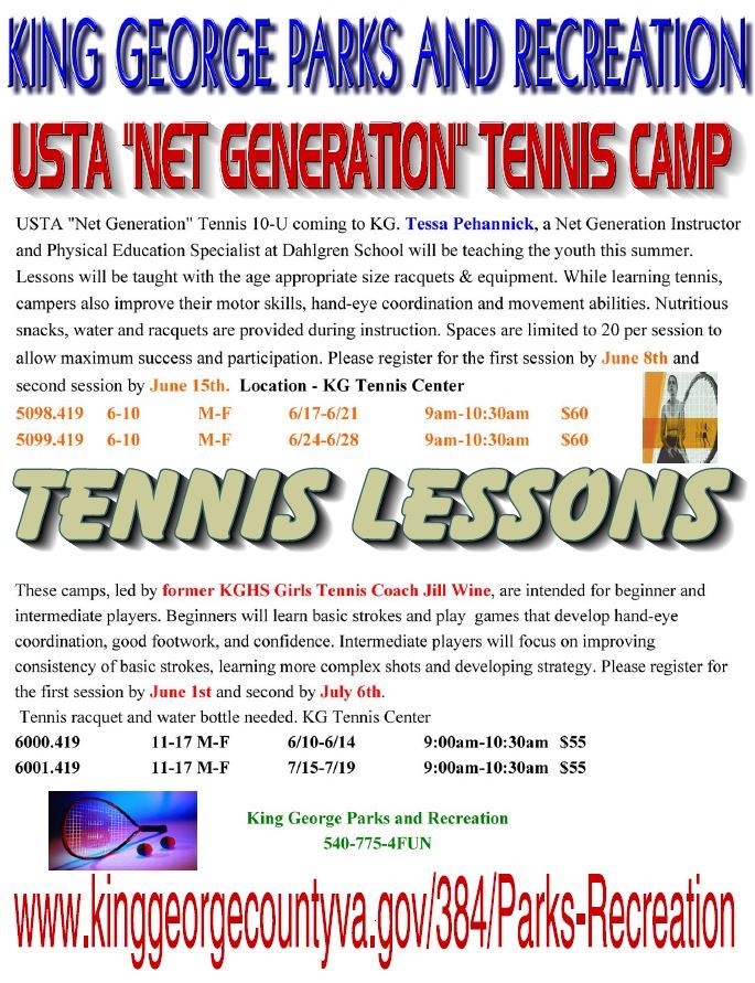 2019 Youth Tennis Camps